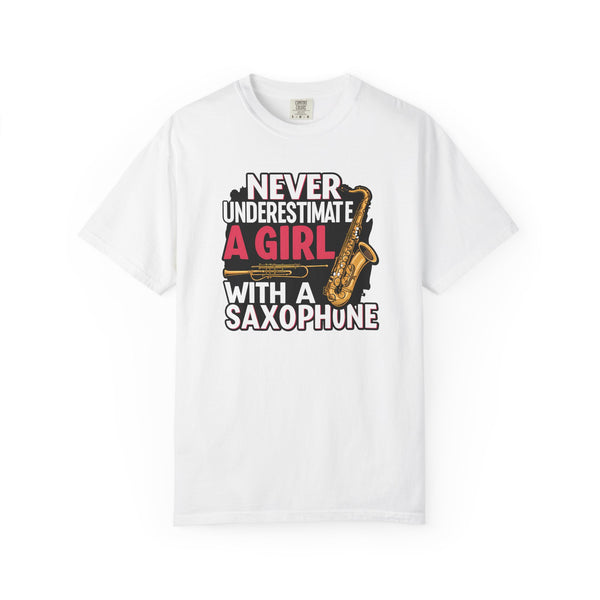 Saxophone Girl T-Shirt, Music Lover Gift, Unisex Tee, Cute Music T-Shirt, Jazz Apparel, Inspirational Quote Shirt