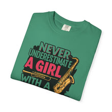 Saxophone Girl T-Shirt, Music Lover Gift, Unisex Tee, Cute Music T-Shirt, Jazz Apparel, Inspirational Quote Shirt
