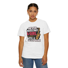 Saxophone Girl T-Shirt, Music Lover Gift, Unisex Tee, Cute Music T-Shirt, Jazz Apparel, Inspirational Quote Shirt