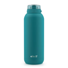 Ello Cooper 32oz Stainless Steel Water Bottle with Straw and Carry Handle, Double Walled and Vacuum Insulated Metal, Leak Proof Locking Lid with Soft Silicone Spout, Reusable, BPA Free, Black
