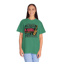 Saxophone Girl T-Shirt, Music Lover Gift, Unisex Tee, Cute Music T-Shirt, Jazz Apparel, Inspirational Quote Shirt