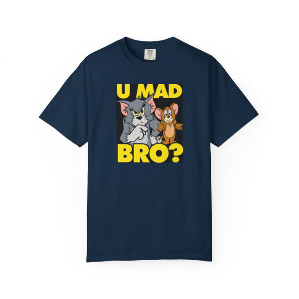 Humorous Unisex T-Shirt - 'U MAD BRO?' Vintage Cartoon Design