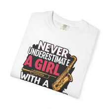 Saxophone Girl T-Shirt, Music Lover Gift, Unisex Tee, Cute Music T-Shirt, Jazz Apparel, Inspirational Quote Shirt