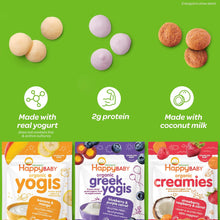 Happy Baby Organics Baby Snacks, Greek Yogis, Freeze Dried Yogurt & Fruit Snacks, Gluten Free Snack for Babies 9+ Months, Strawberry & Banana, 1 Ounce