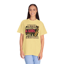 Saxophone Girl T-Shirt, Music Lover Gift, Unisex Tee, Cute Music T-Shirt, Jazz Apparel, Inspirational Quote Shirt